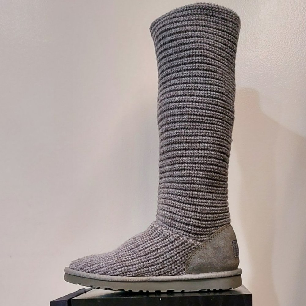 💥HOT ITEM💥UGG Cardy Sheepskin Wool Treadlite Slouch Button Boot in Grey - Picture 12 of 16